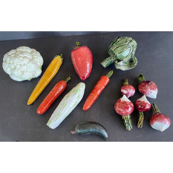 Vintage Italian Art Pottery Red Pepper 6" Majolica Vegetables Hand Painted - Picture 12 of 13